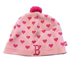Boston‎ Red Sox Cap Hat MLB Baseball Child One Size Fits All Pink Heart Beanie
